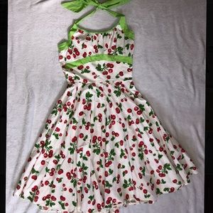 Pinup Couture Cherry Halter Dress PUG Pinup Girl Clothing